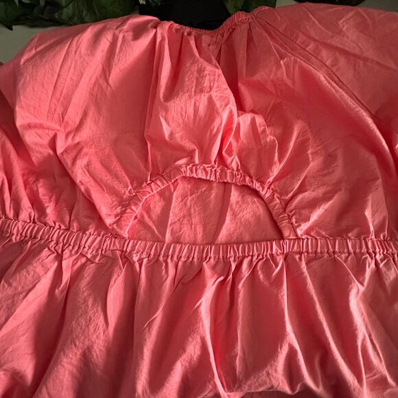 Old Navy Womens Coral Peasant Blouse 2X Cotton Short Sleeve Elastic Neck - Picture 8 of 12